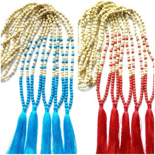 wooden bead tassels necklace handmade bali design free shipping